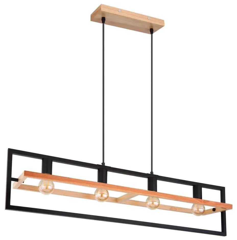 Globo 15575-4H - Подвесен полилей ERICA на кабел 4xE27/40W/230V черен/бежов