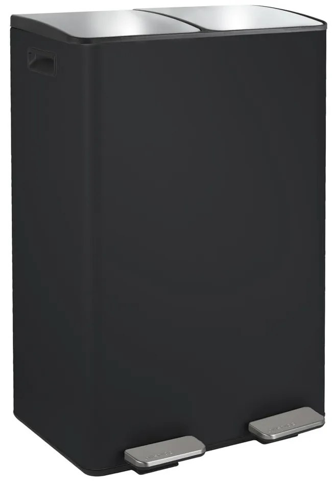 Матово черно стоманено кошче за боклук 2x30 l за рециклиране с педал Aliya – Spirella
