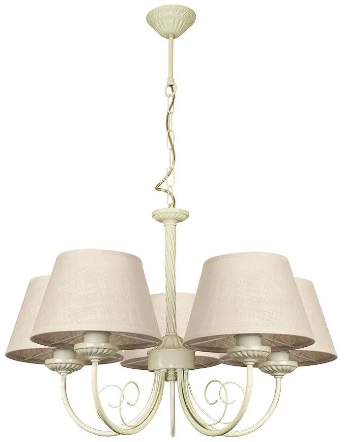 Полилей АМАЛФИ, крем, абажури Камелот Макиато, 5xE27