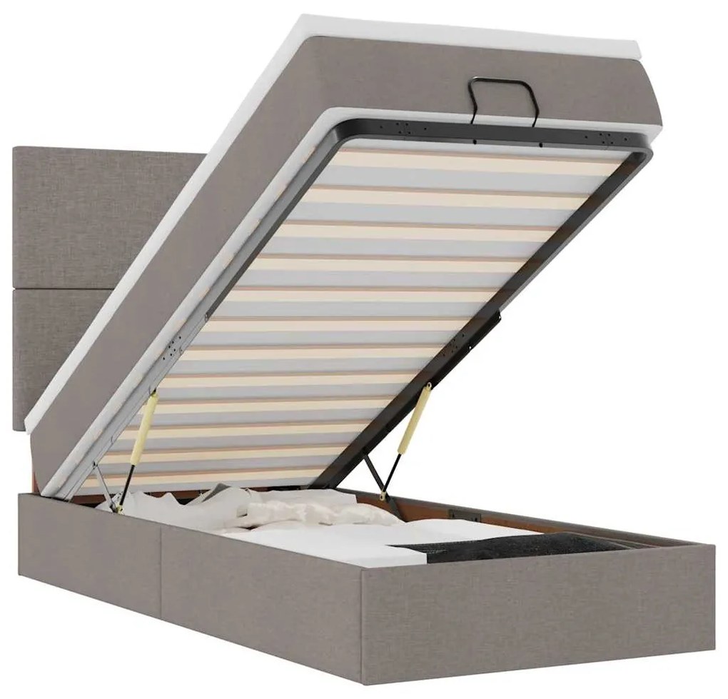 3313889 vidaXL Османска легло с матрак и LED, таупе, 90x190 см, плат