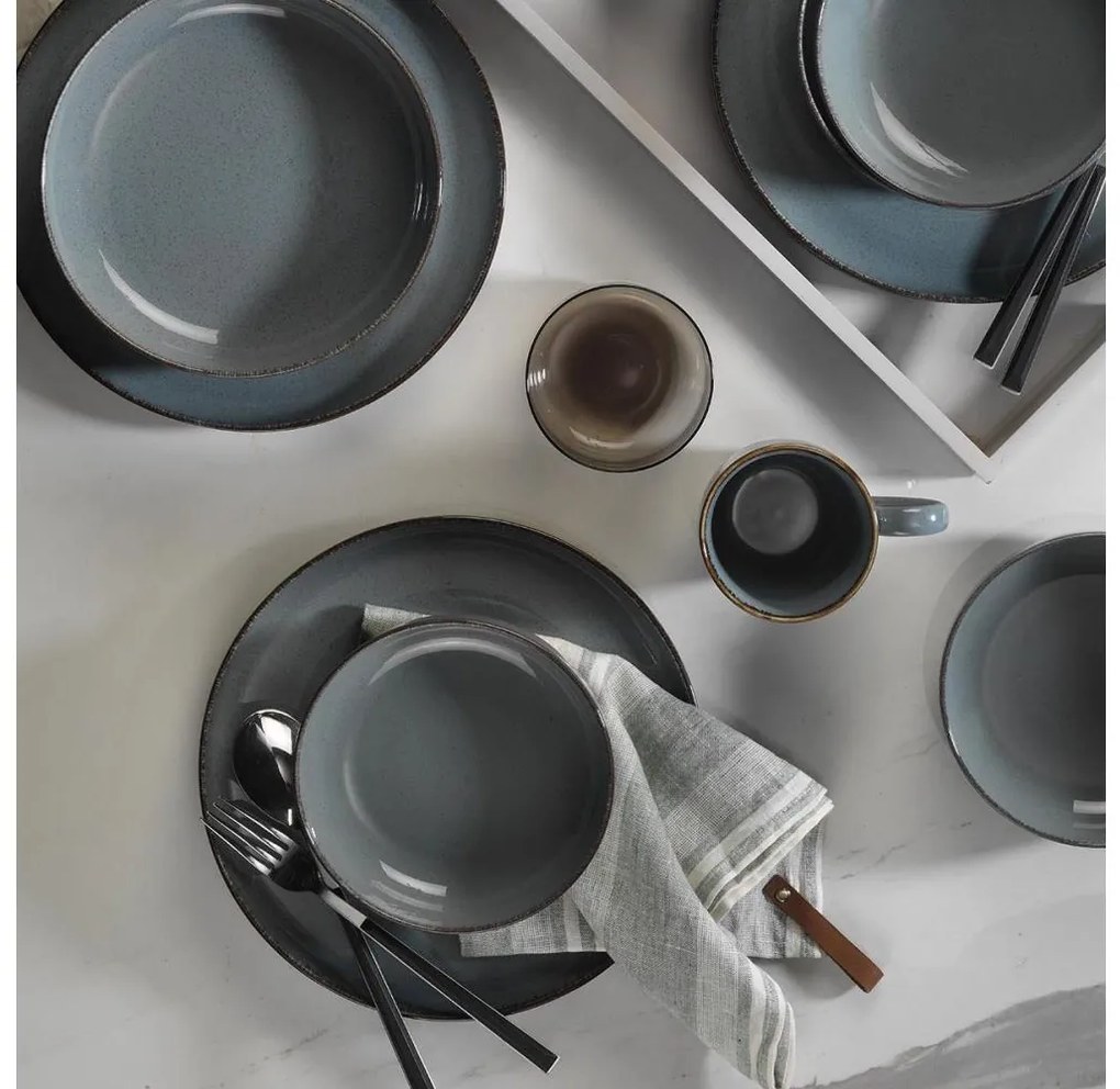 Комплект за хранене 16 части, сив/порцелан