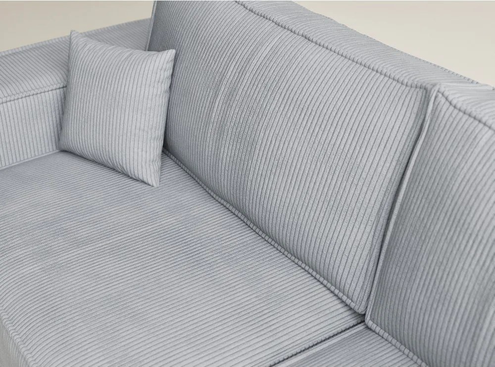 Сив сгъваем/с място за съхранение ъглов диван от рипсено кадифе (десен ъгъл/L форма) Tonga – Maison de Rêve