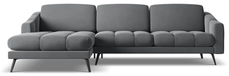Сив кадифен ъглов диван (ляв ъгъл) Nalu – Makamii