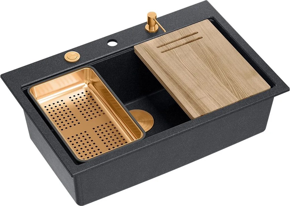 гранитна мивка MARC 110 WORKSTATION Black Metallic