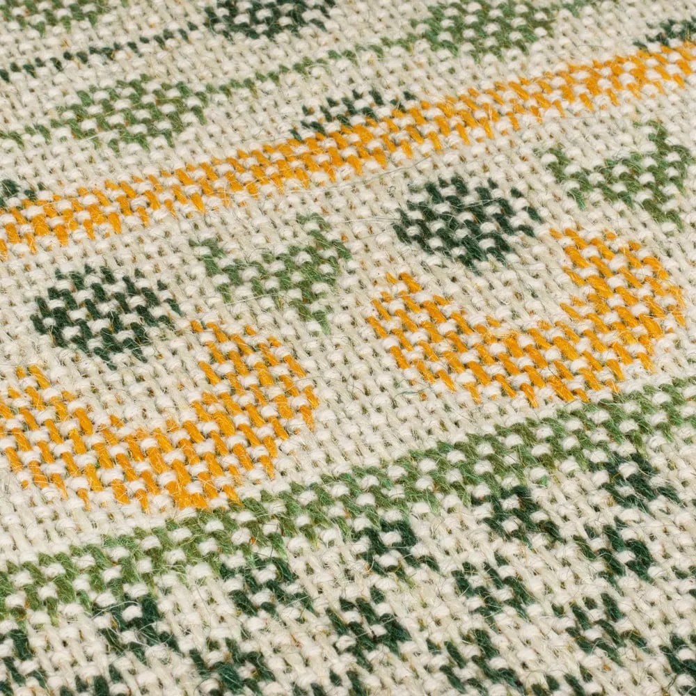 Зелен килим със смес от юта 120x170 cm Mara Jute Border – Flair Rugs