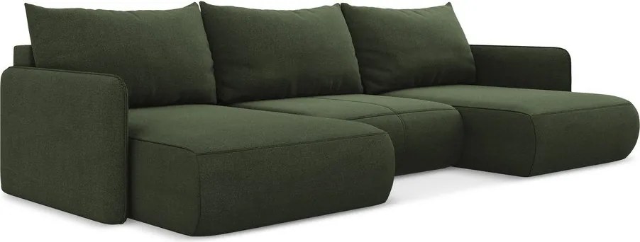Зелен разтегателен ъглов диван с място за съхранение Nanea – Makamii