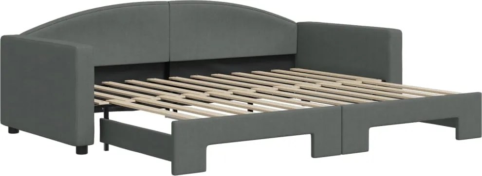 3197189 vidaXL Канапе с изтеглящо разтегателно легло тъмносиво 90x200 см плат