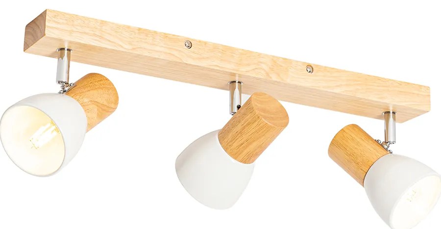 Дървен таванен прожектор с бял регулируем 3-светлина - Thorin