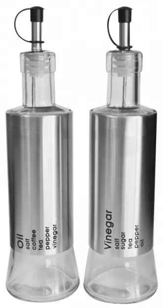 Top - Стъклени бутилки за олио и оцет 320мл. - с хромирана повърхност (338110S/S)