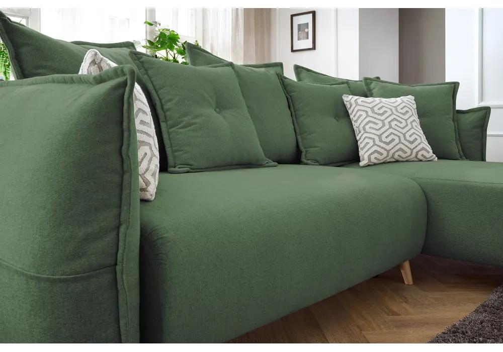 Зелен ъглов разтегателен диван (променлив) Nessa - Bobochic Paris