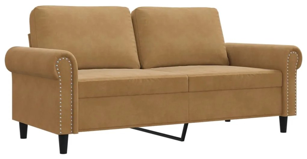359536 vidaXL 2-местен диван, кафяво, 140 см, кадифе