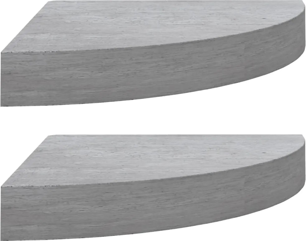 326643 vidaXL Стенни ъглови рафтове, 2 бр, бетонно сиво, 35x35x3,8 см, МДФ