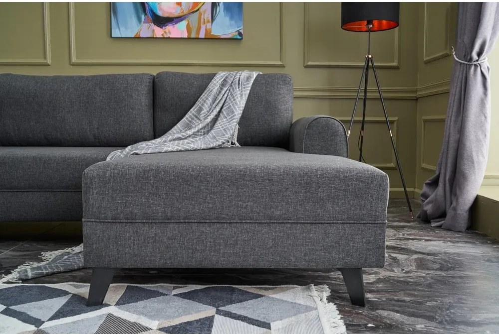 Антрацитен ъглов разтегателен диван (U-образен) Belen - Balcab Home