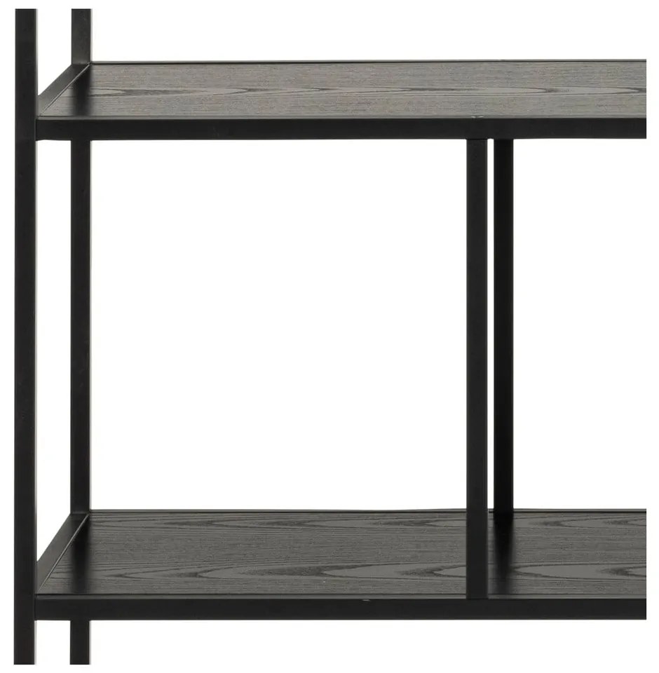 Черна етажерка за книги в декор от ясен 135x150 cm Seaford - Actona