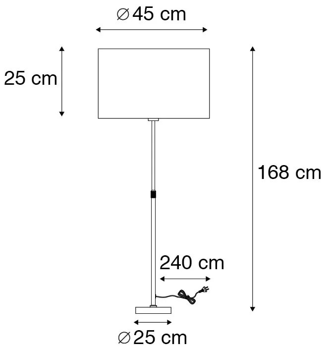 Подова лампа злато/месинг с черен/бял абажур 47 см - Parte