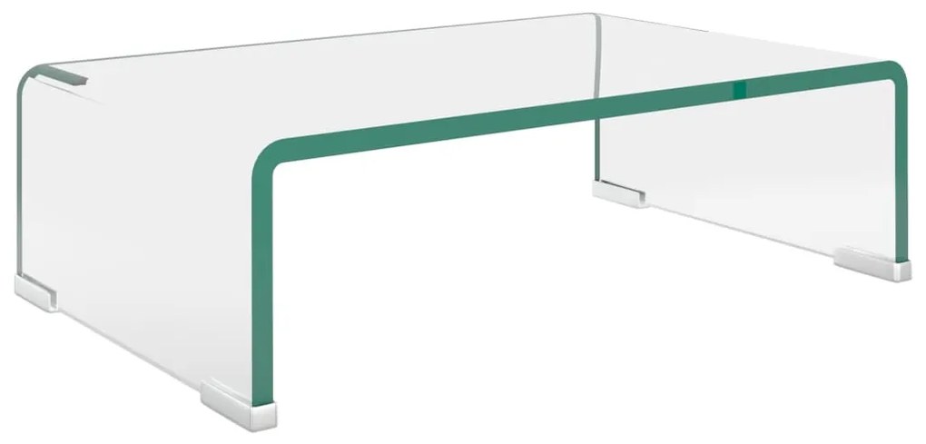 244126 vidaXL Стойка за телевизор/монитор, стъкло, прозрачна, 40x25x11 см