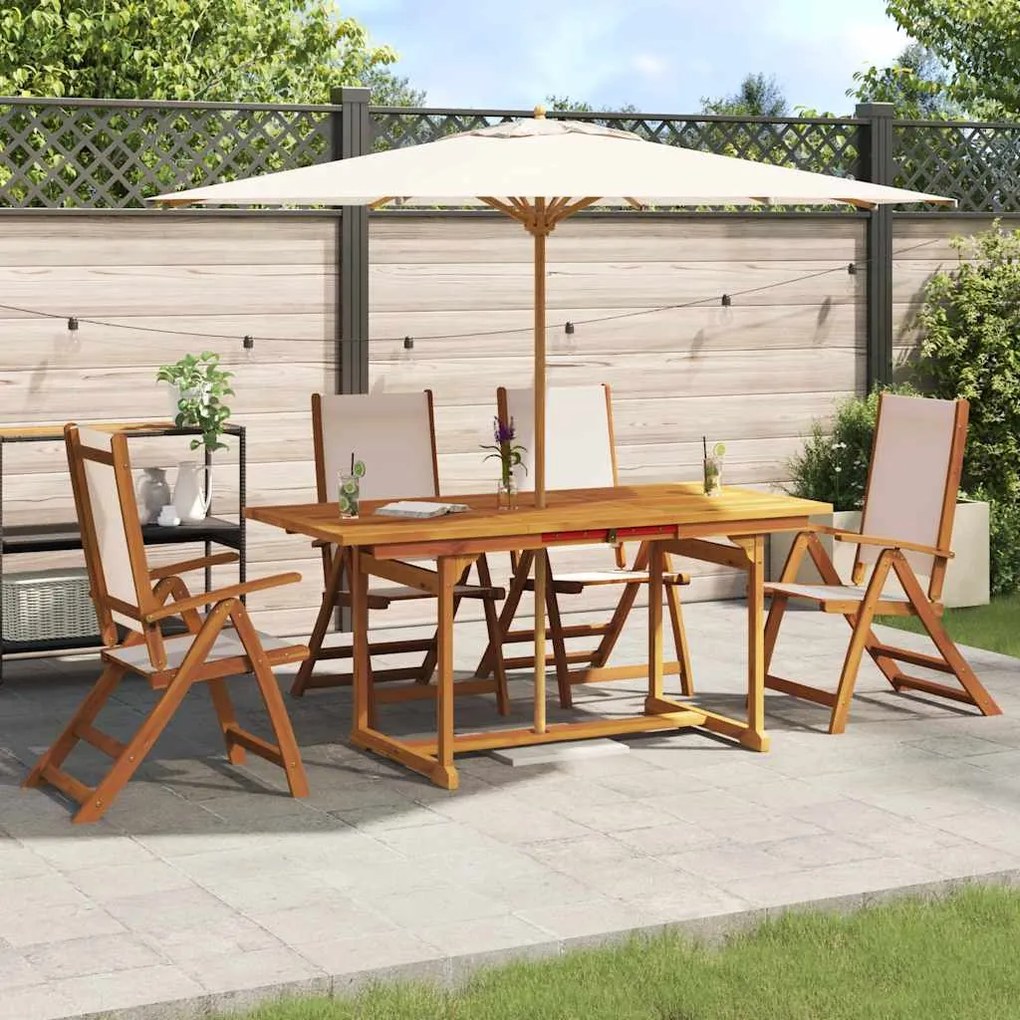 3279282 vidaXL Градински трапезен комплект, 5 части, акация масив и textilene