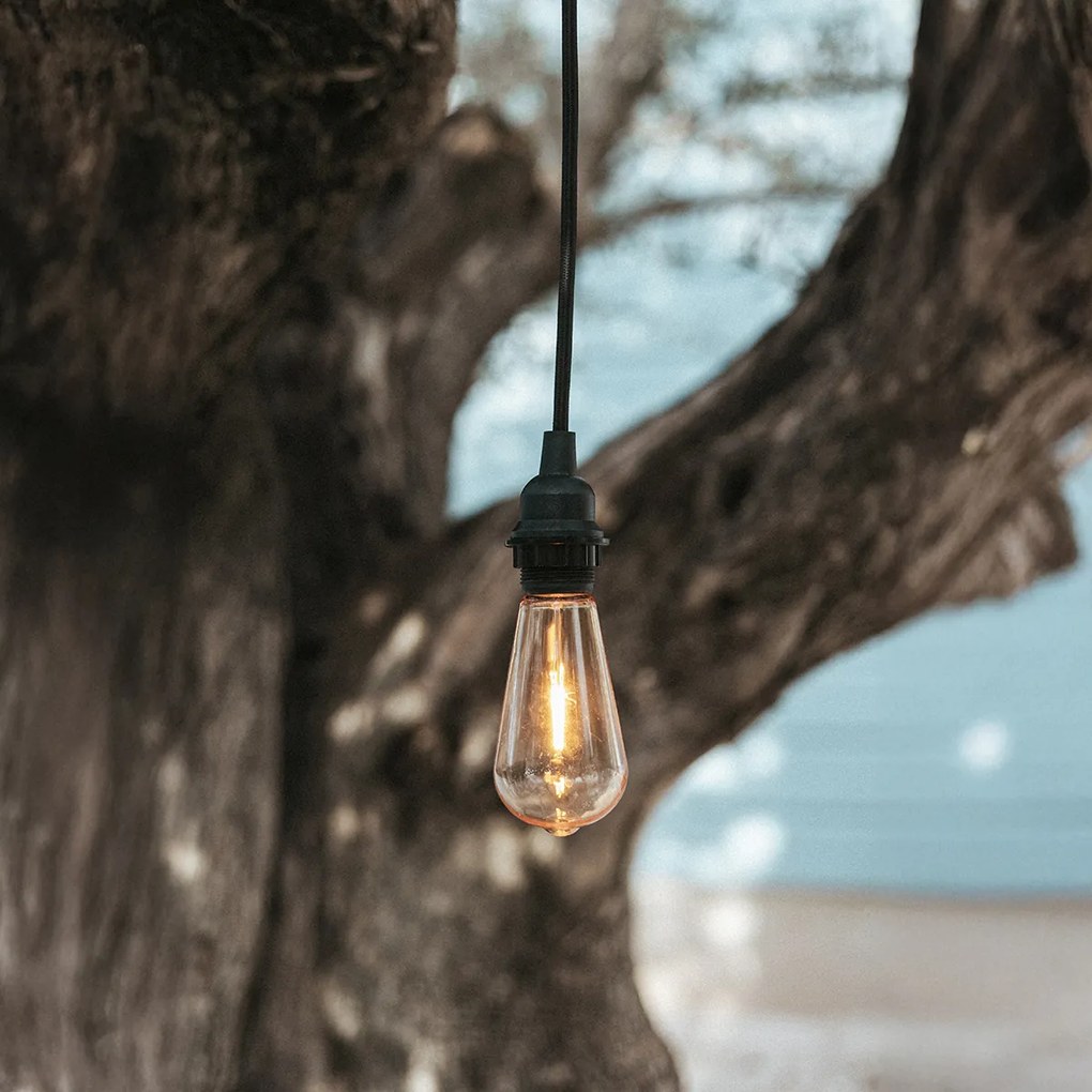 Черни лампички с щепсел и фасунга E27 5m IP54 - Arteixo