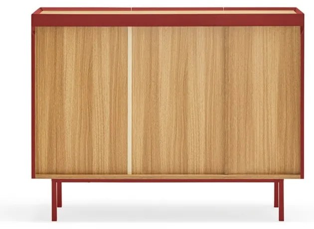 Червен нисък скрин от декор от дъб 110x85 cm Arista – Teulat