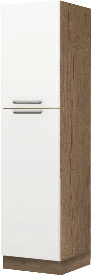 Висок подов шкаф Modena K23-60-2KF-Oak - White glossy