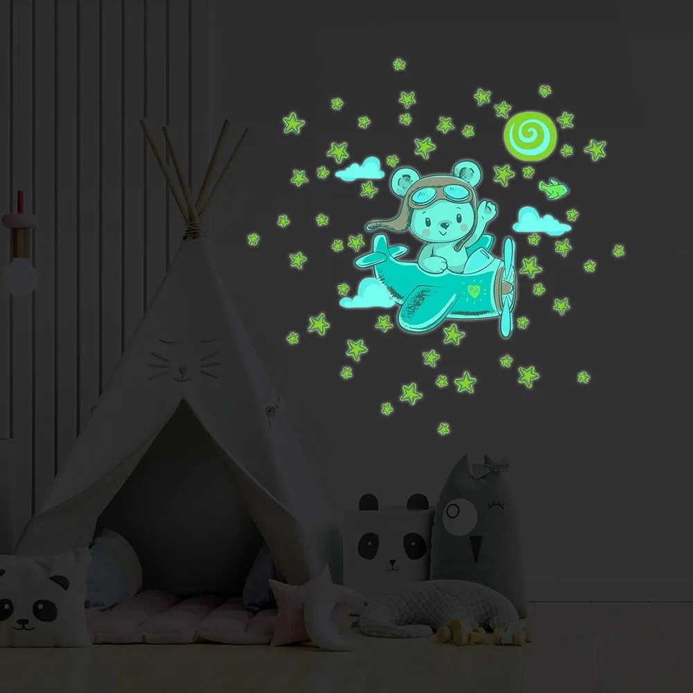 Детски стикер за стена 30x30 cm Pilot Bear - Ambiance