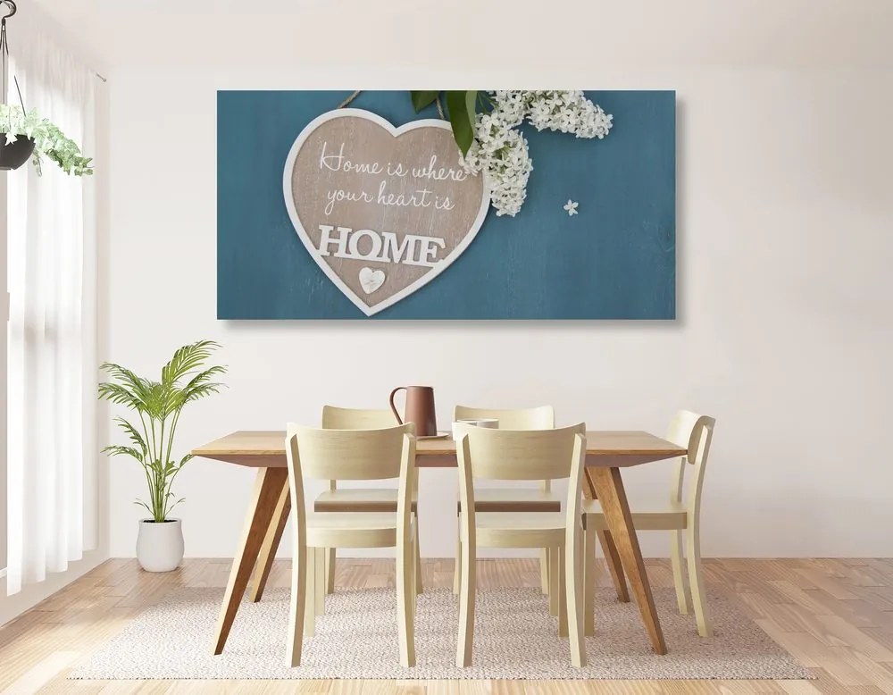 Картина на платно – Сърце с цитат - Home is where your heart is