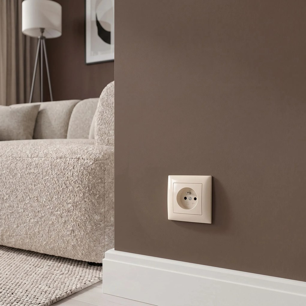 Единичен контакт със заземяване OSTE JNH001-G Beige