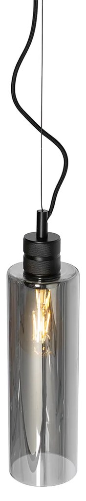 Модерна висяща лампа черна с опушено стъкло - Stavelot