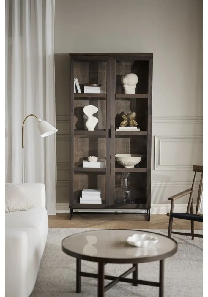 Кафява витрина от масивен дъб 95x195 cm Everett – Rowico