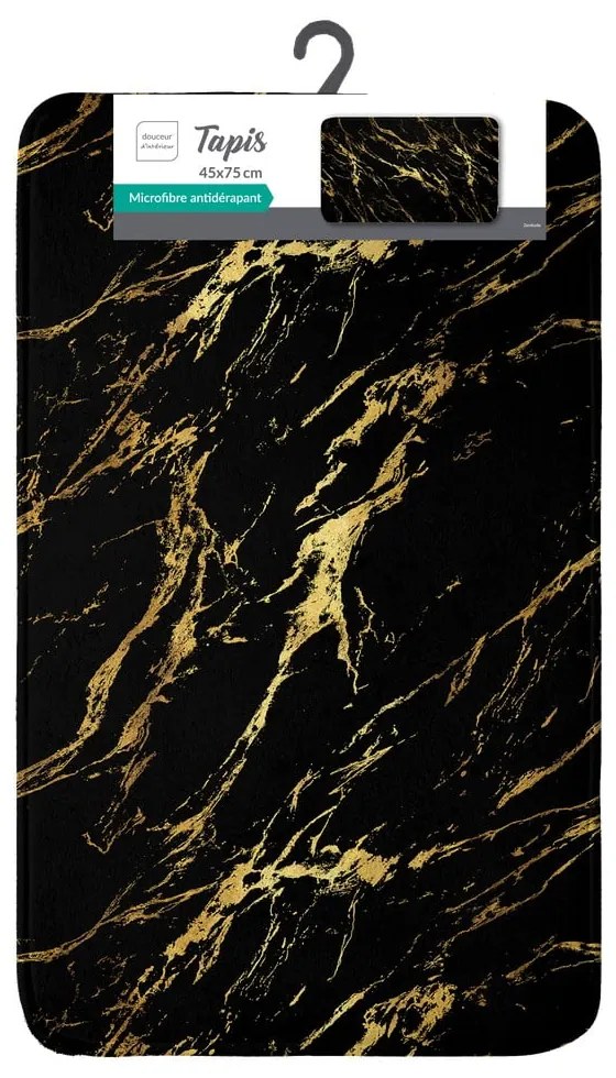 Черен/златист килим за баня 45x75 cm Aquamarbre – douceur d'intérieur