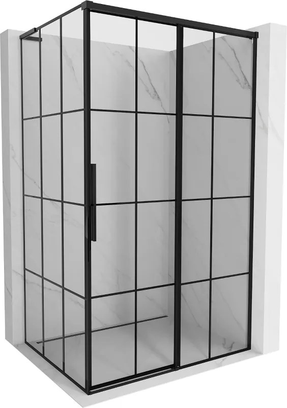 Mexen Rox L плъзгаща се душ кабина, дясна, 90 x 75 см, черна решетка, черна - 8C2L-090-075-70-77-P