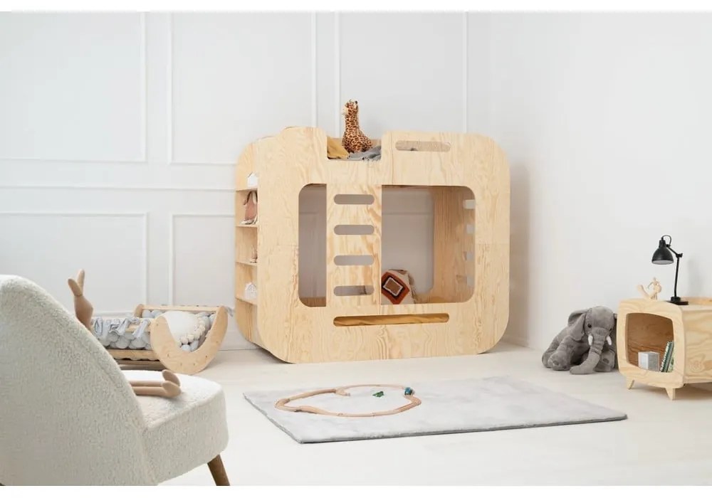 Двуетажно легло с място за съхранение 90x200 cm в естествен цвят Mundo - Adeko