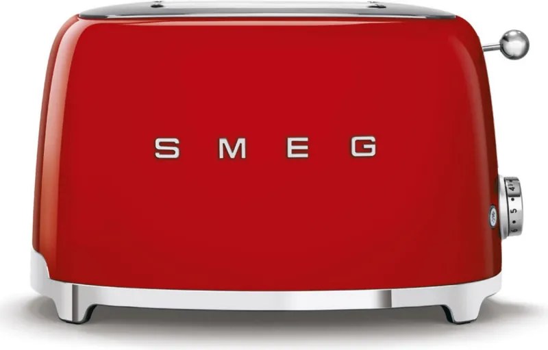 Тостер за хляб SMEG 50's Style TSF01RDEU, 950W, 2 филии, 6 нива, Тавичка за трохи, Вграден кабел, Неръждаема стомана, Червен