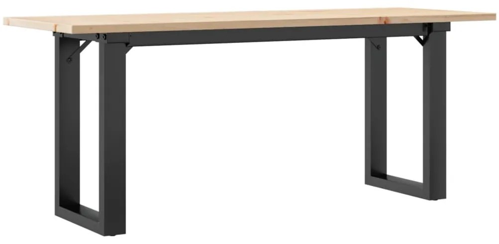 3282667 vidaXL Кафе маса О-образна рамка 110x40x45 см бор масив и стомана