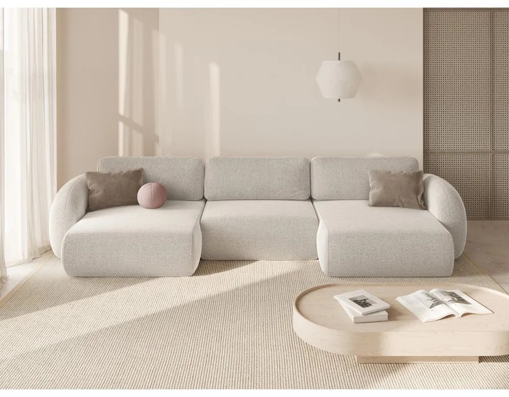 Кремав шенилов сгъваем/с място за съхранение ъглов диван (U форма) Tonale – Cosmopolitan Design