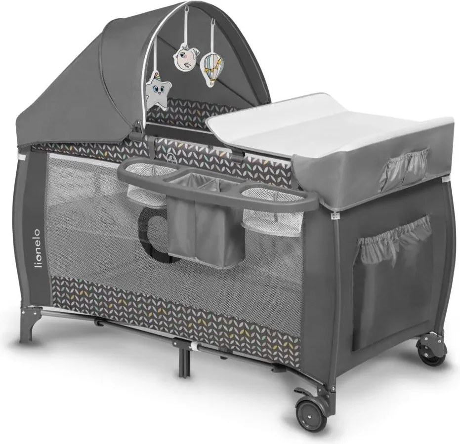 Lionelo - Преносимо бебешко креватче SVEN PLUS сиво