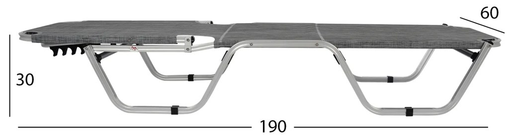 Алуминиев шезлонг Кроки - HM5071.10 сив цвят