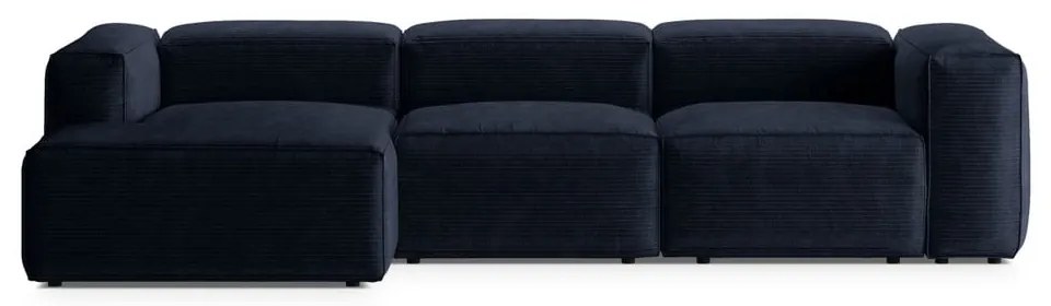 Тъмносин ъглов диван от рипсено кадифе (ляв ъгъл) Bergano – Cosmopolitan Design