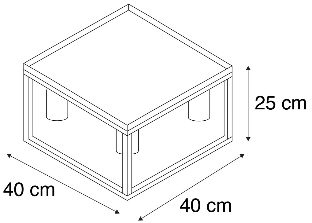 Индустриален плафон черен 40 см 4-лампа - Cage