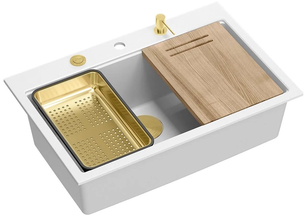 гранитна мивка MARC 110 WORKSTATION White