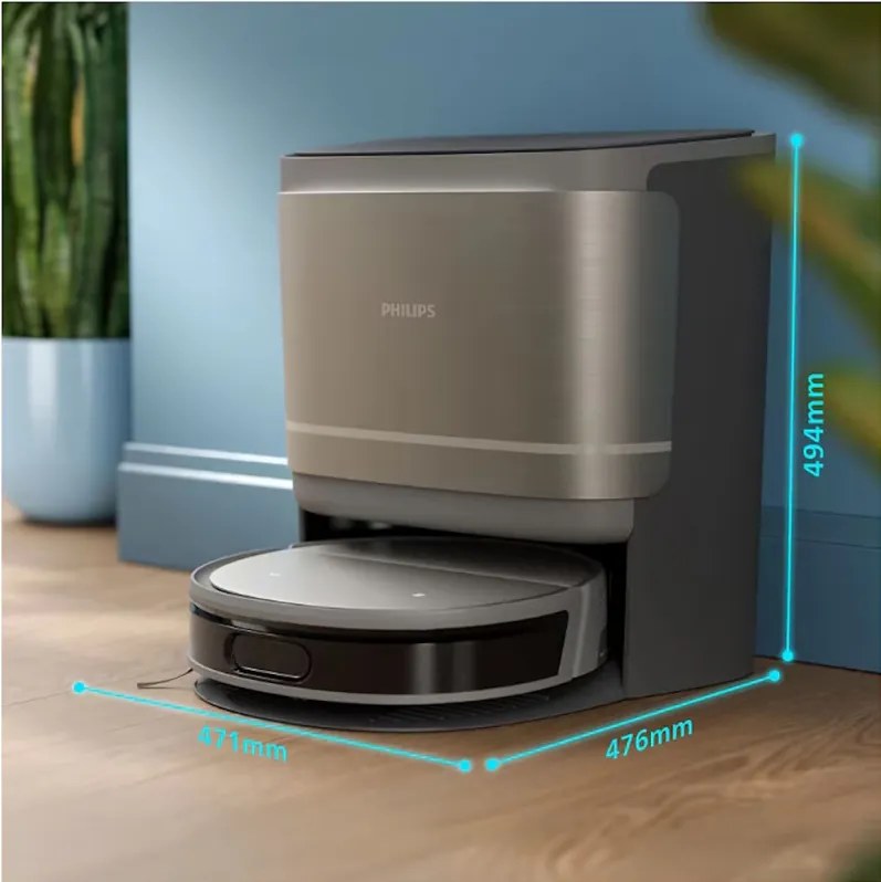 Прахосмукачка робот Philips Series 9000 XU9100/10, 6500 mAh, 8000 Pa, WiFi, LiDAR, PowerCyclone, EPA 11, Сухо/мокро почистване, Бронз/златист