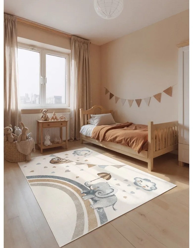 Кремав детски килим 160x230 cm Walk like an Elephant Rainy Party – Villeroy&amp;Boch