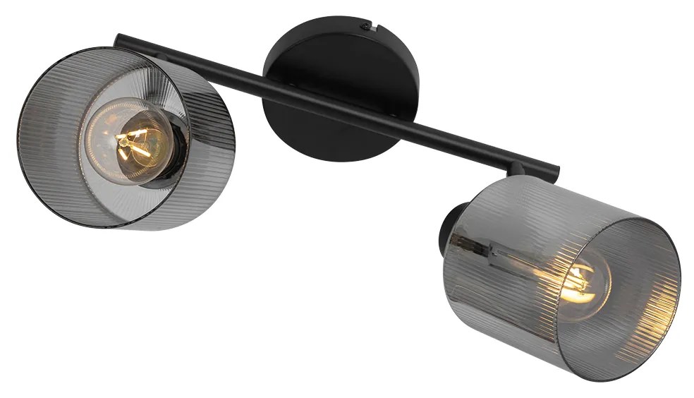 Таванен прожектор черен с опушено стъкло 2-светлина регулируем - Laura