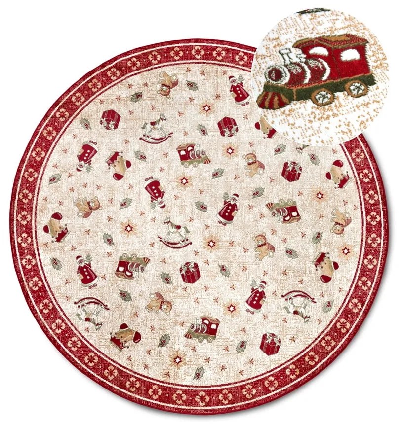 Червен кръгъл килим с коледен мотив със смес от памук ø 200 cm Toy's Delight Red Christmas – Villeroy&amp;Boch