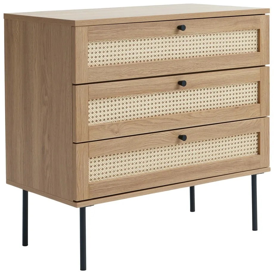 Нисък скрин от декор от дъб в естествен цвят 80x75 cm Pensacola – Unique Furniture