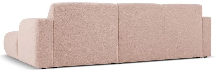 Розов ъглов диван от плат букле (десен ъгъл) Molino - Micadoni Home