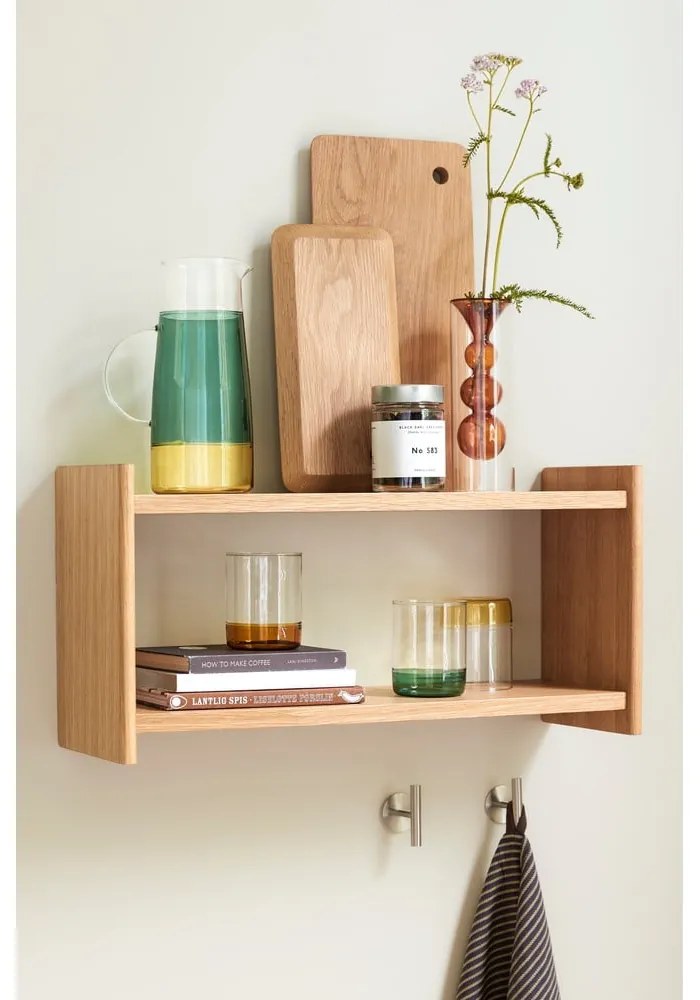 На няколко нива стенен рафт от декор от дъб в естествен цвят 62 cm Less – Hübsch