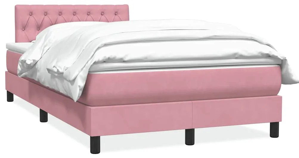 3316496 vidaXL Боксспринг легло с матрак, розово, 120x210 см, кадифе