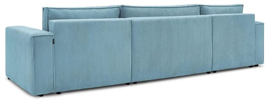 Светлосин велурен U-образен разтегателен диван Nihad - Bobochic Paris