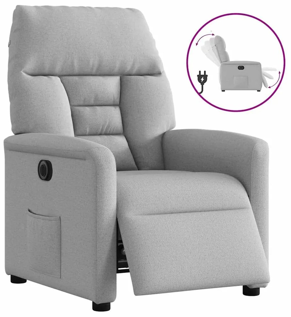 3303021 vidaXL Електрически наклоняем стол, облачно сив, текстил